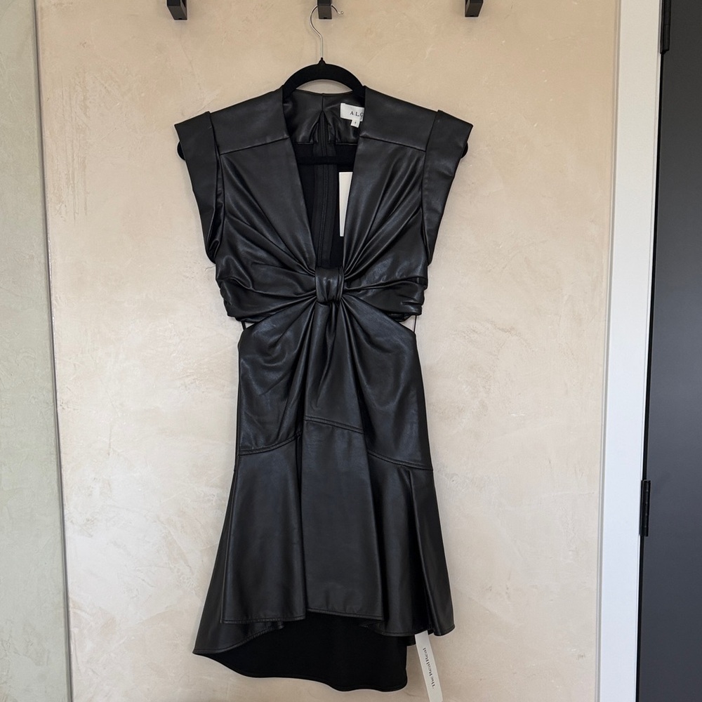 A.L.C. Black Backless Faux Leather Dress